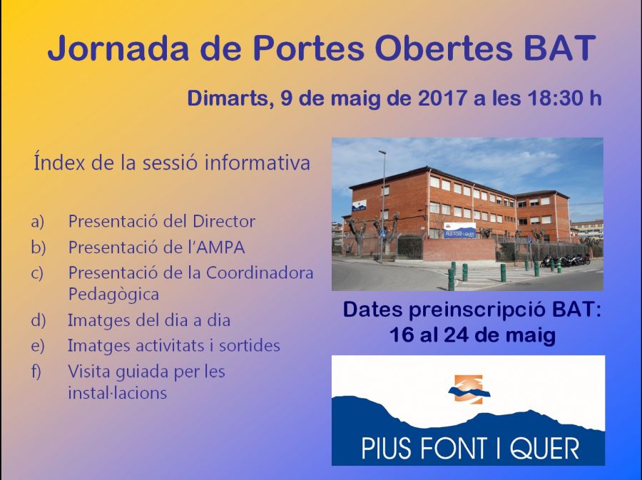 Jornada de portes obertes Batxillerat